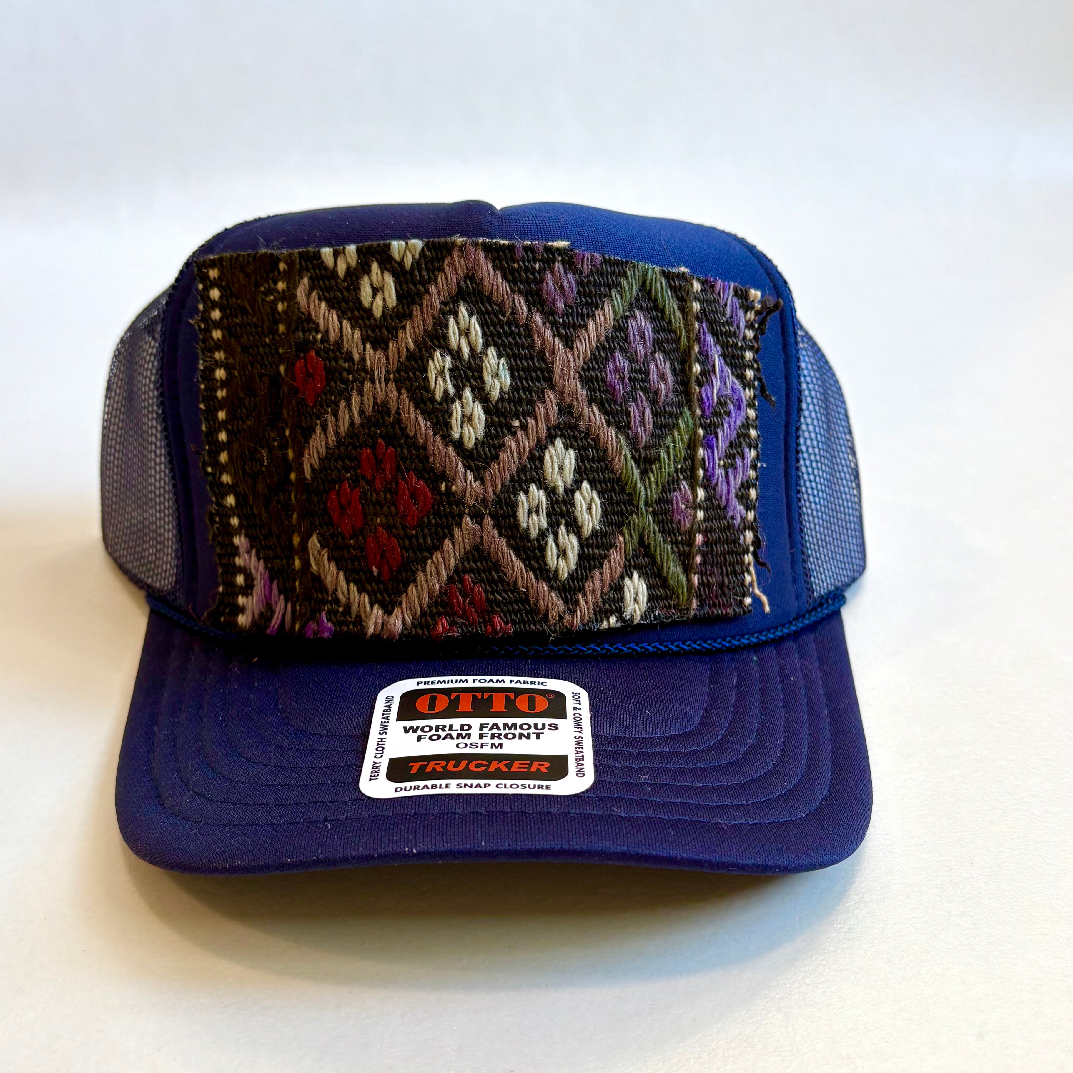 Navy Trucker Hat with Kilim Patch