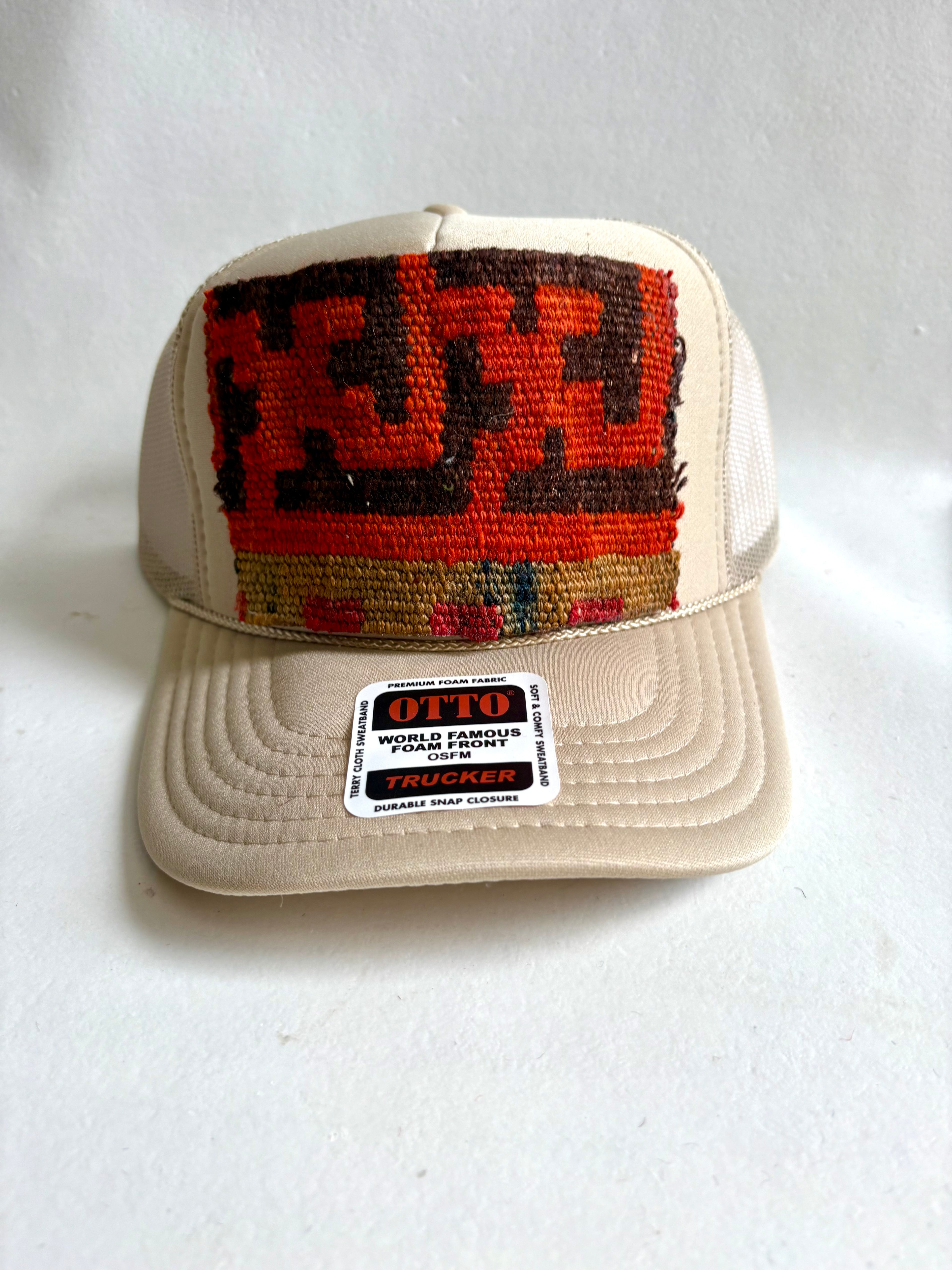 Orange & Brown Kilim Patch Trucker Hat