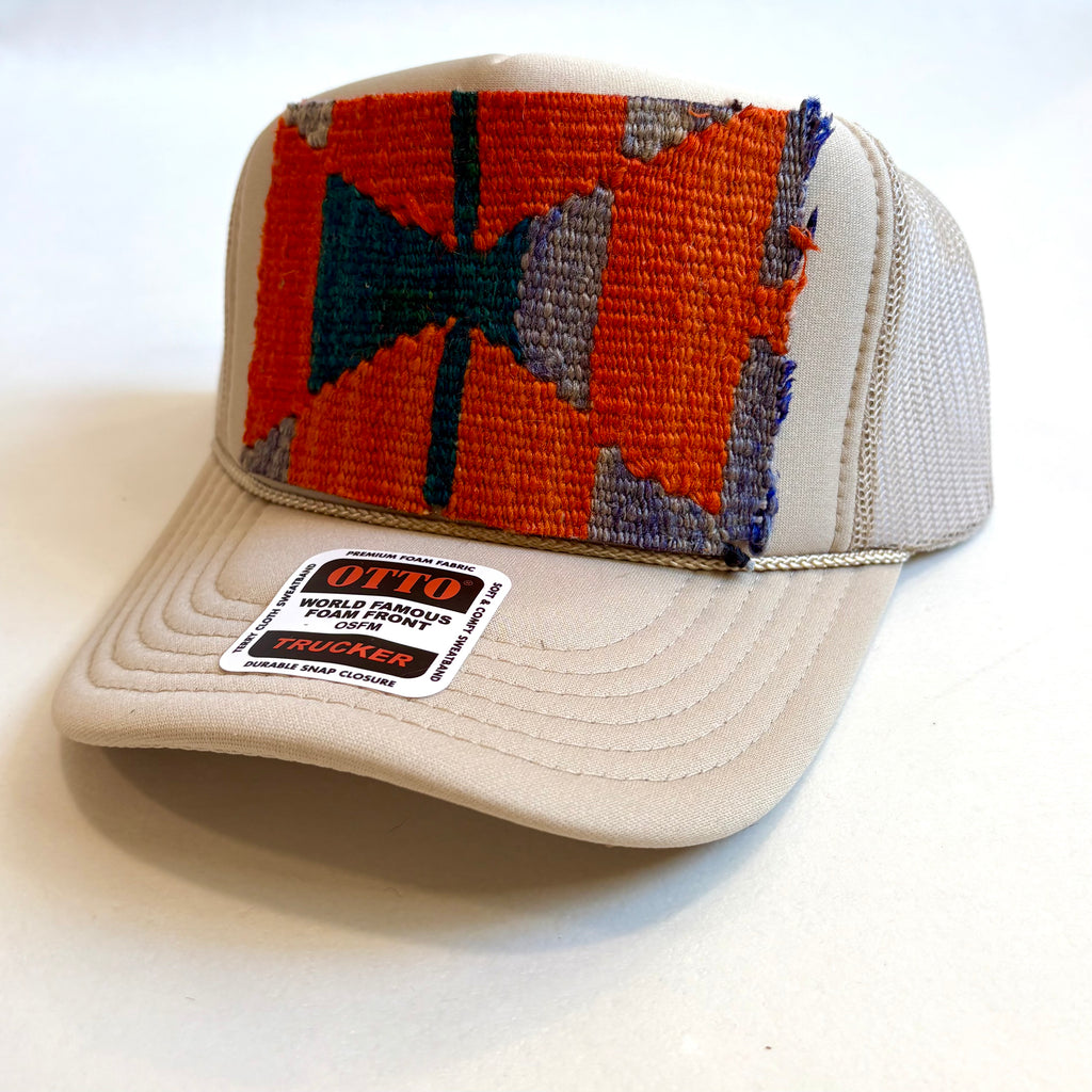 Khaki Trucker Hat with Kilim Patch