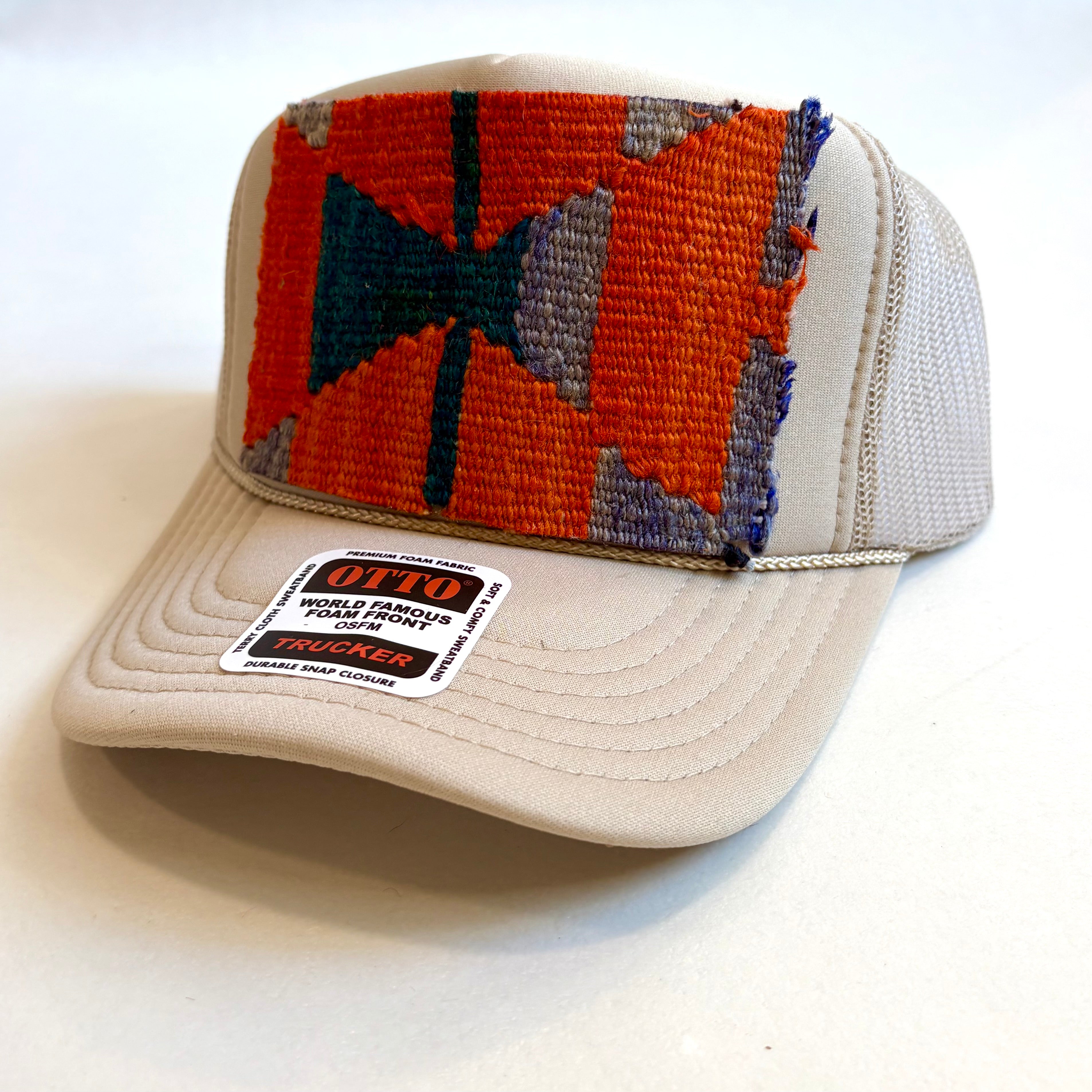 Khaki Trucker Hat with Kilim Patch