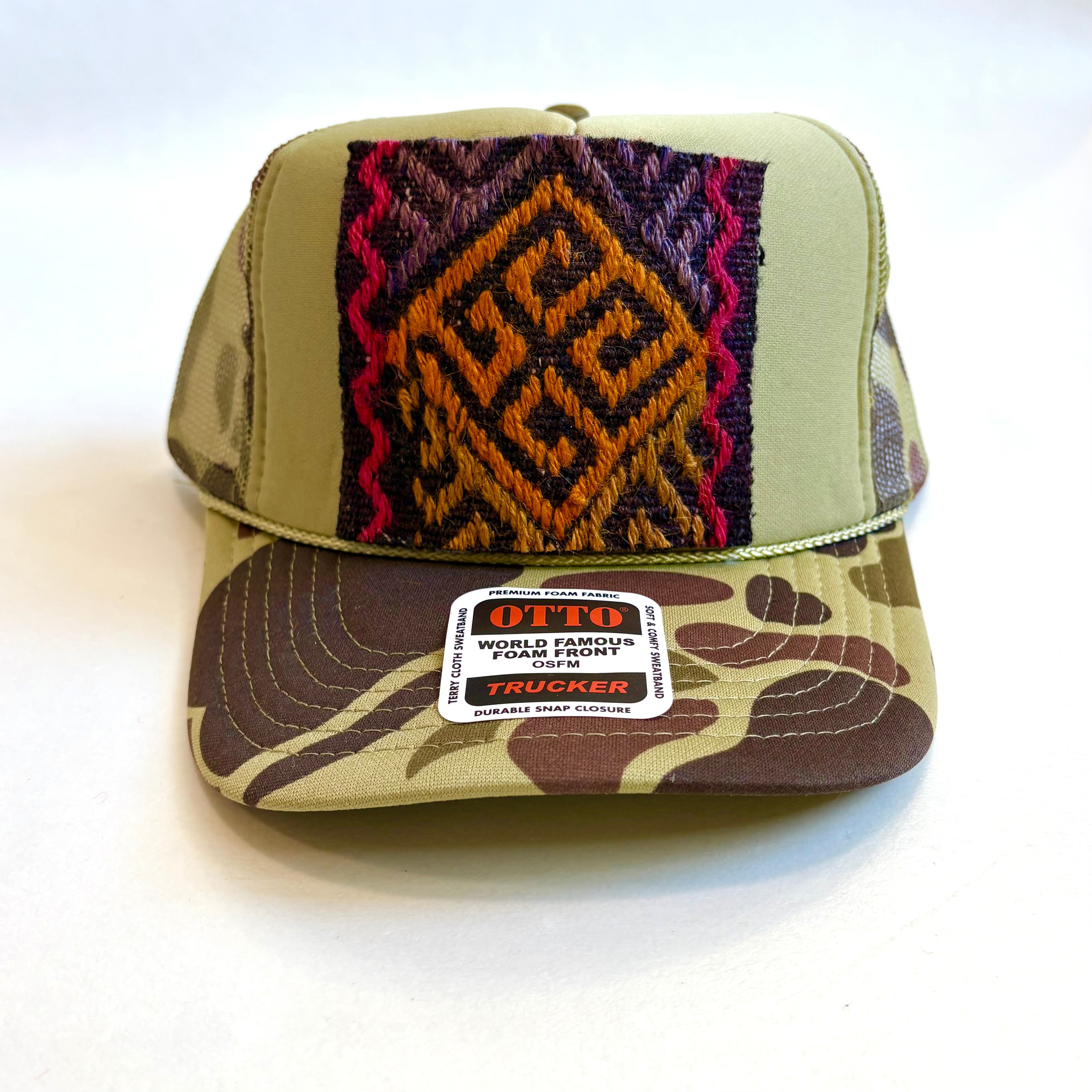 Camo Trucker Hat with Kilim Patch