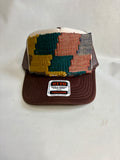 Mustard Yellow and Teal Kilim Patch Trucker Hat