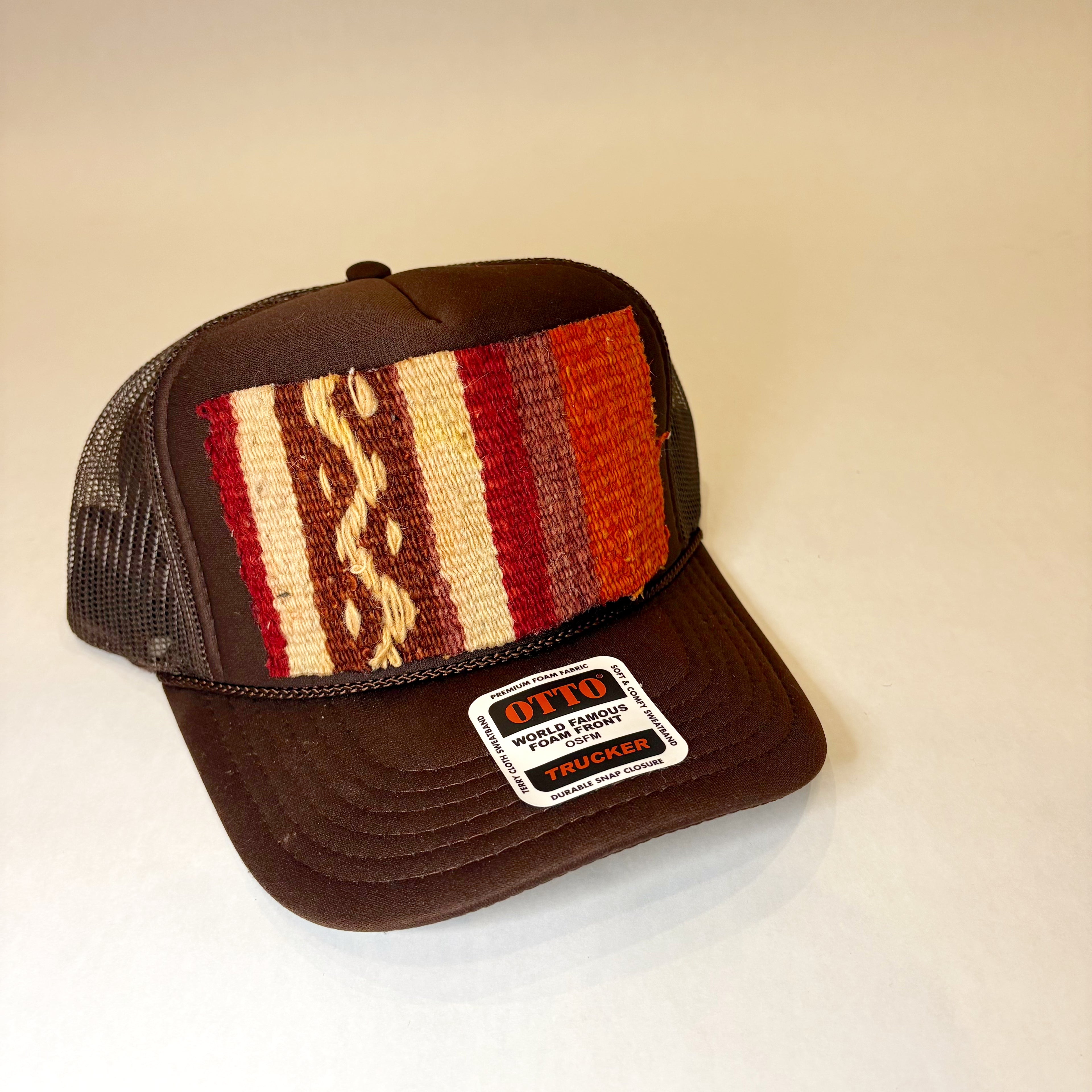 Brown Trucker Hat with Turkish Kilim Patch