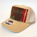 Khaki Trucker Hat with Brown/Green Turkish Kilim Patch