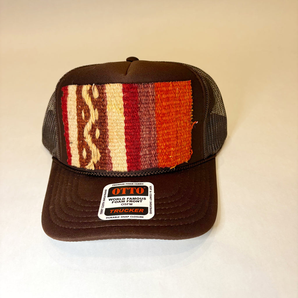 Brown Trucker Hat with Turkish Kilim Patch