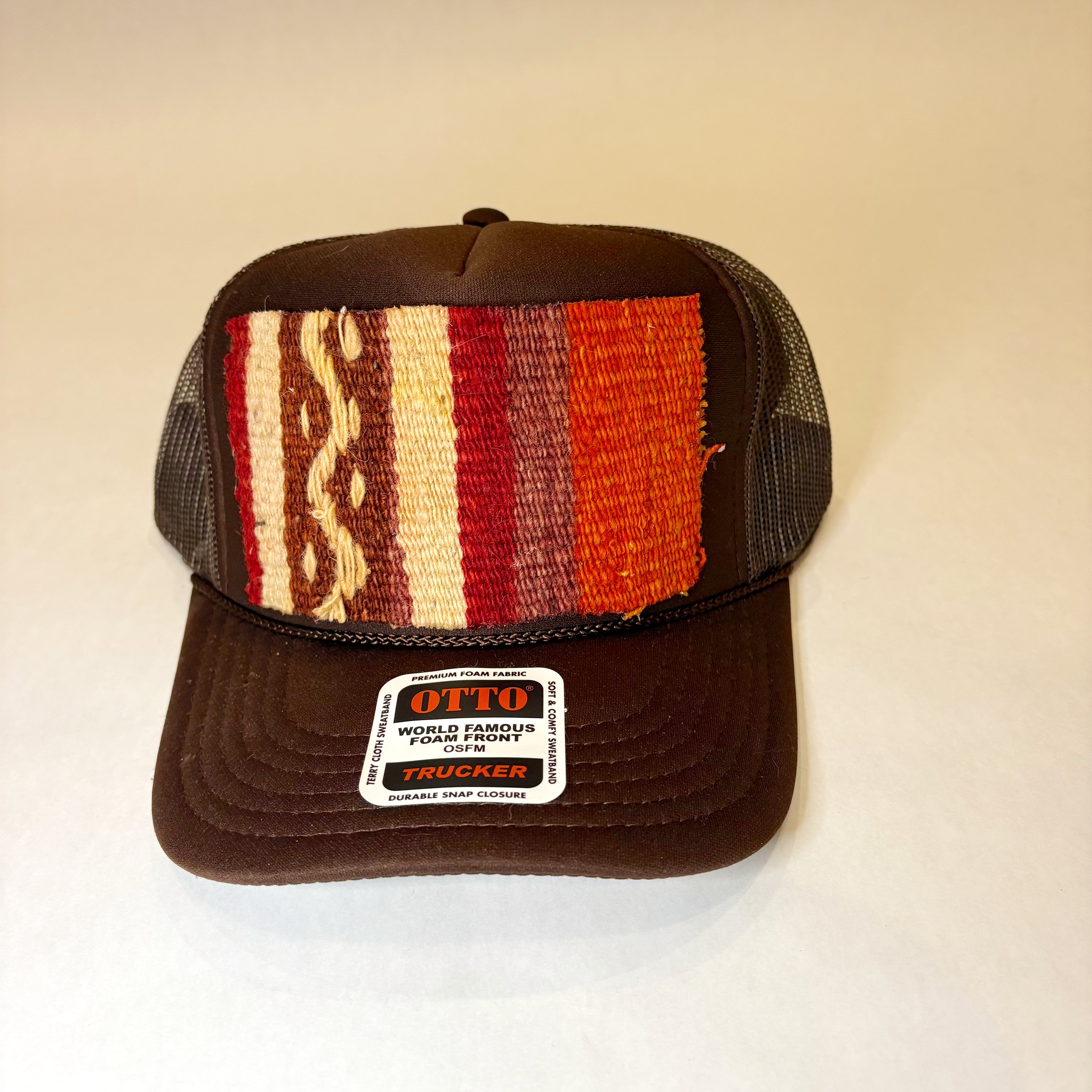 Brown Trucker Hat with Turkish Kilim Patch