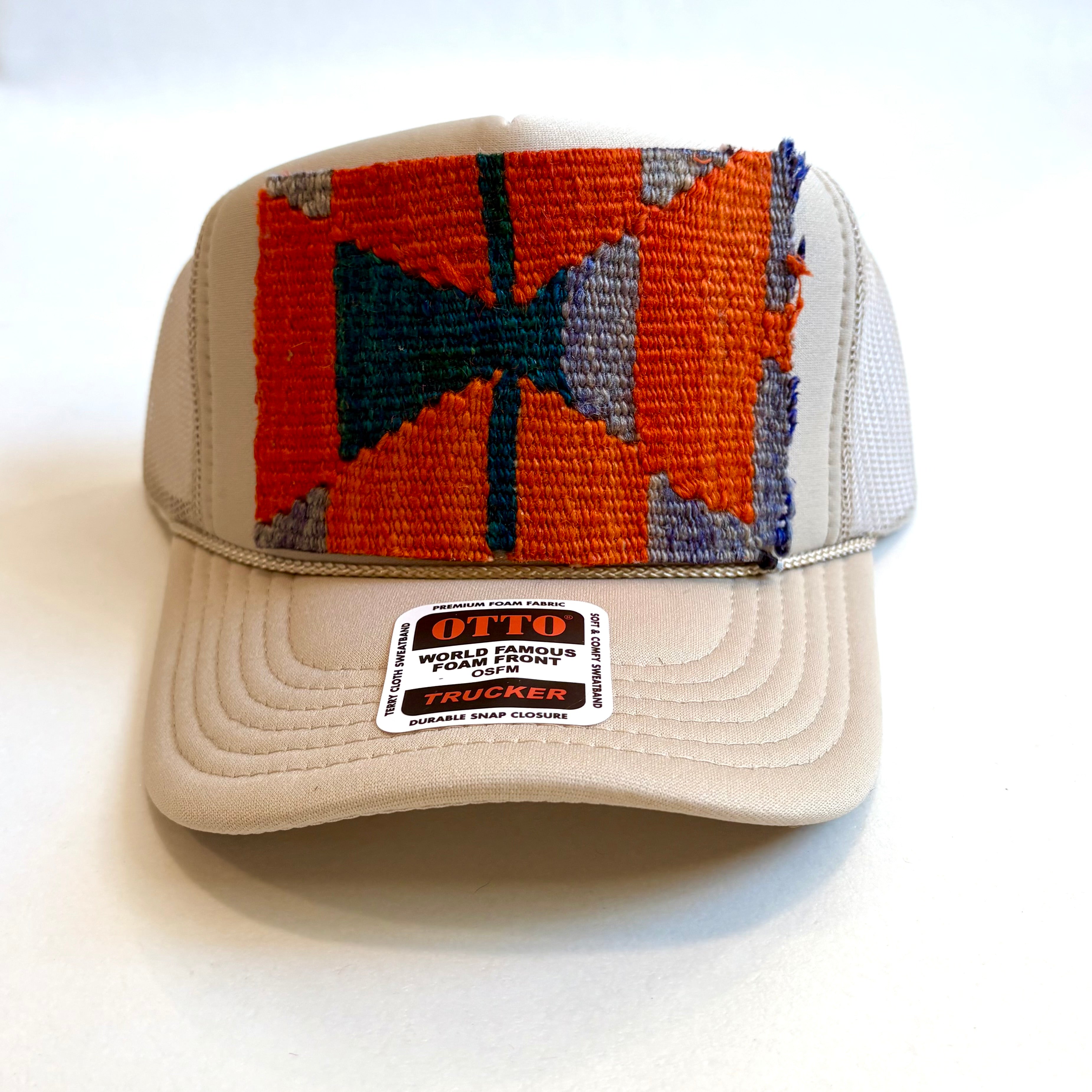 Khaki Trucker Hat with Kilim Patch