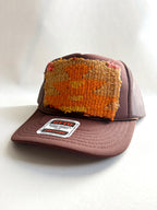 Brown Trucker Hat with Orange & Yellow Kilim Patch