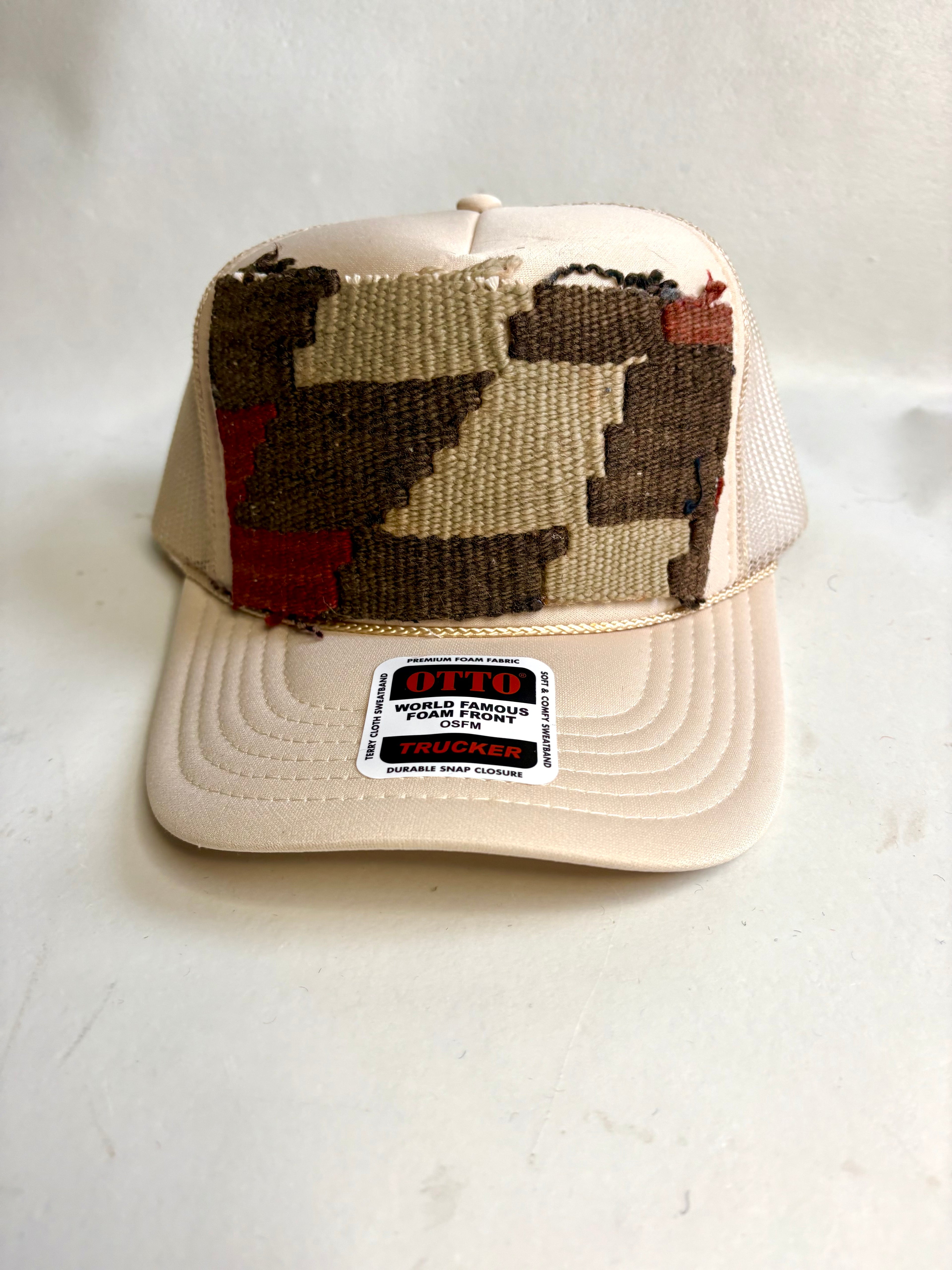Brown & Burgundy Kilim Patch Trucker Hat