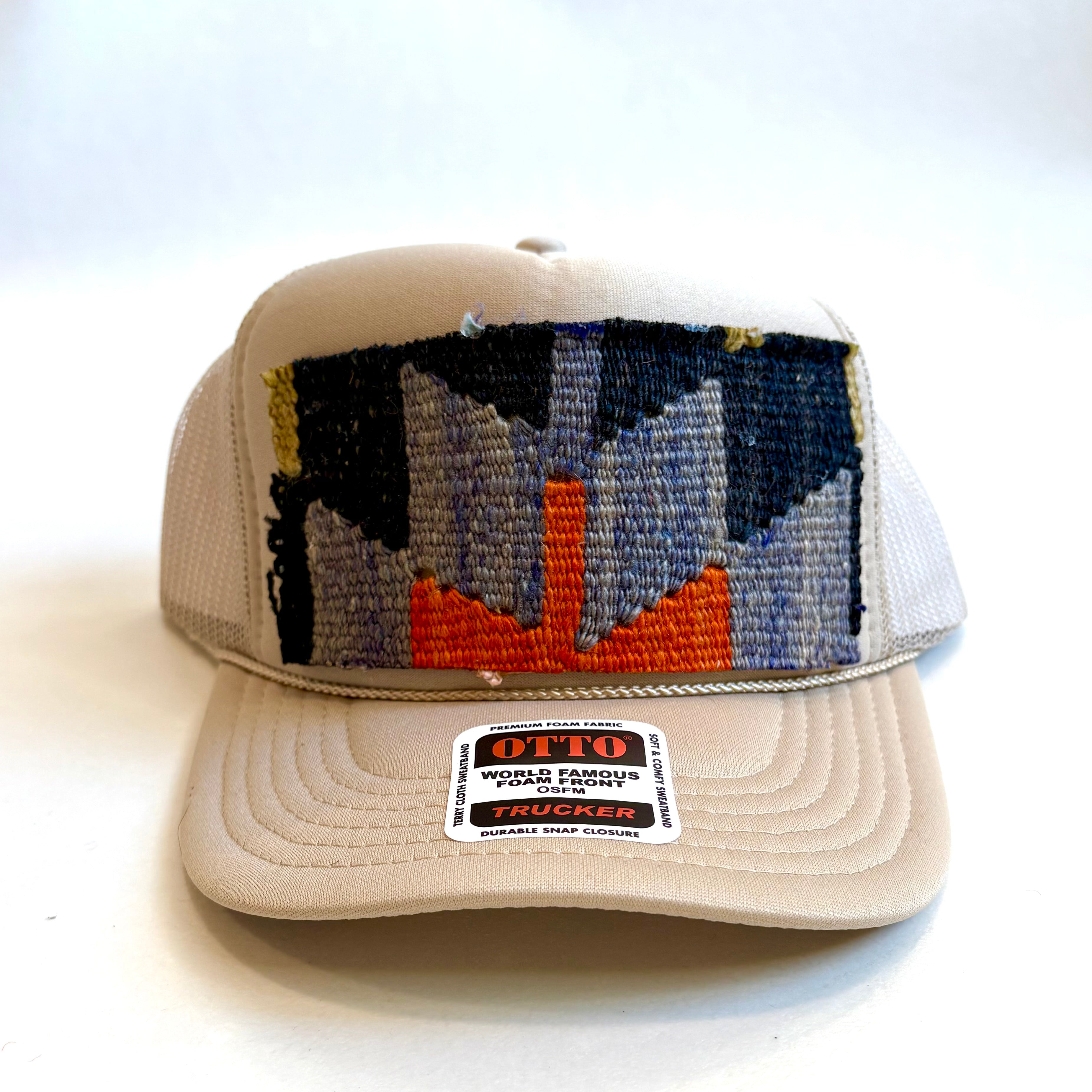 Khaki Trucker Hat with Kilim Patch