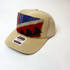 Light Tan Trucker Hat with Blue, Red, and Mustard Turkish Kilim Patch