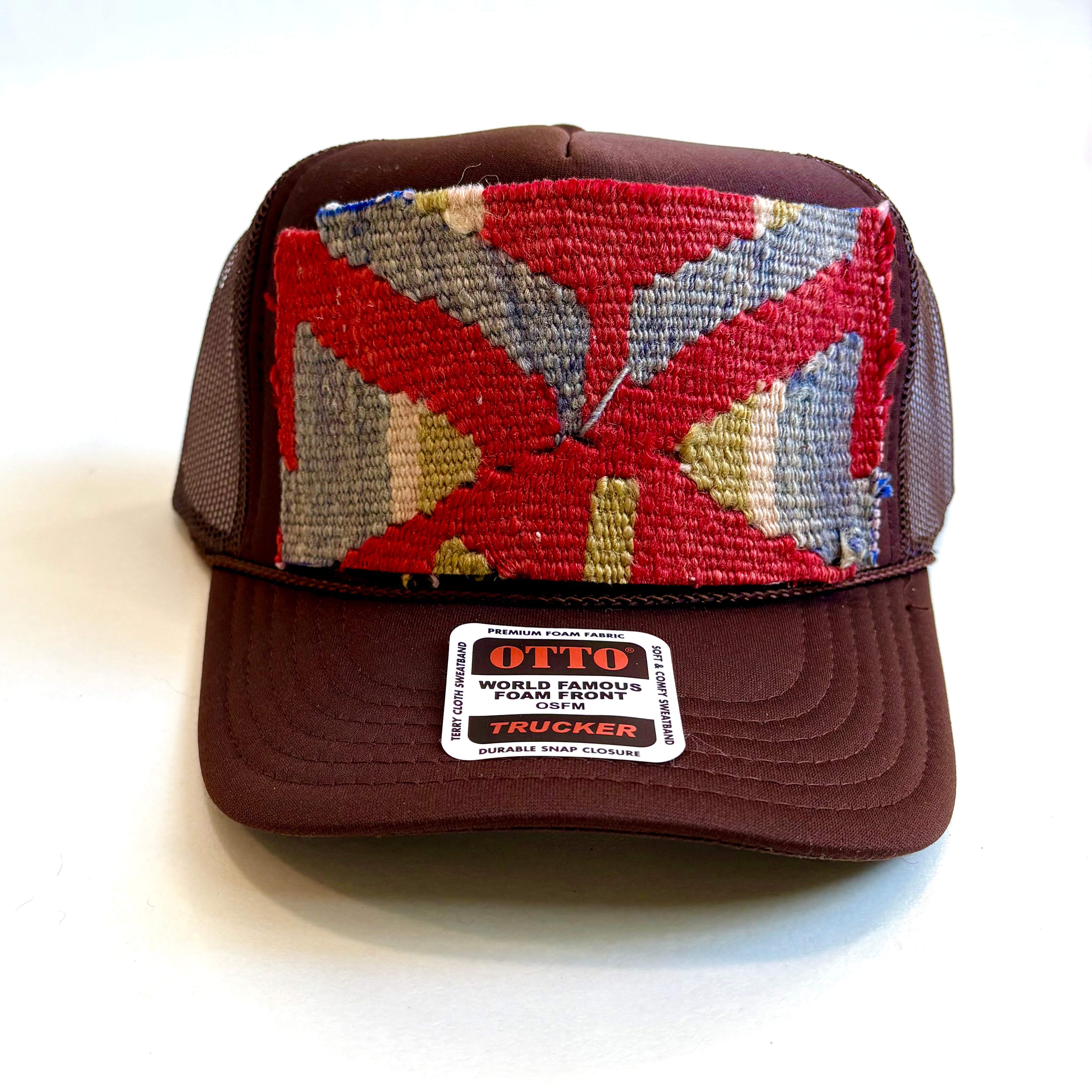 Brown Trucker Hat with Kilim Patch