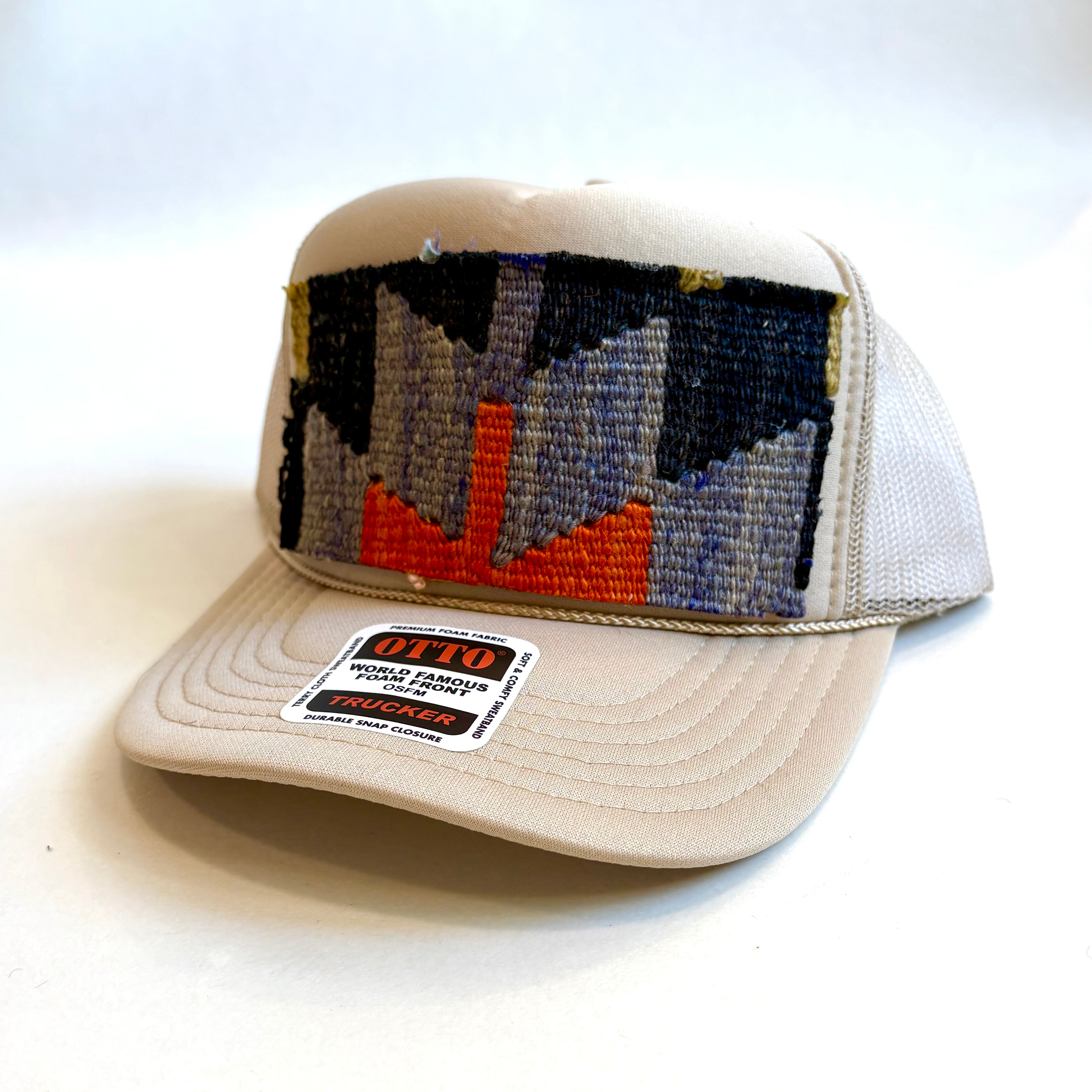Khaki Trucker Hat with Kilim Patch