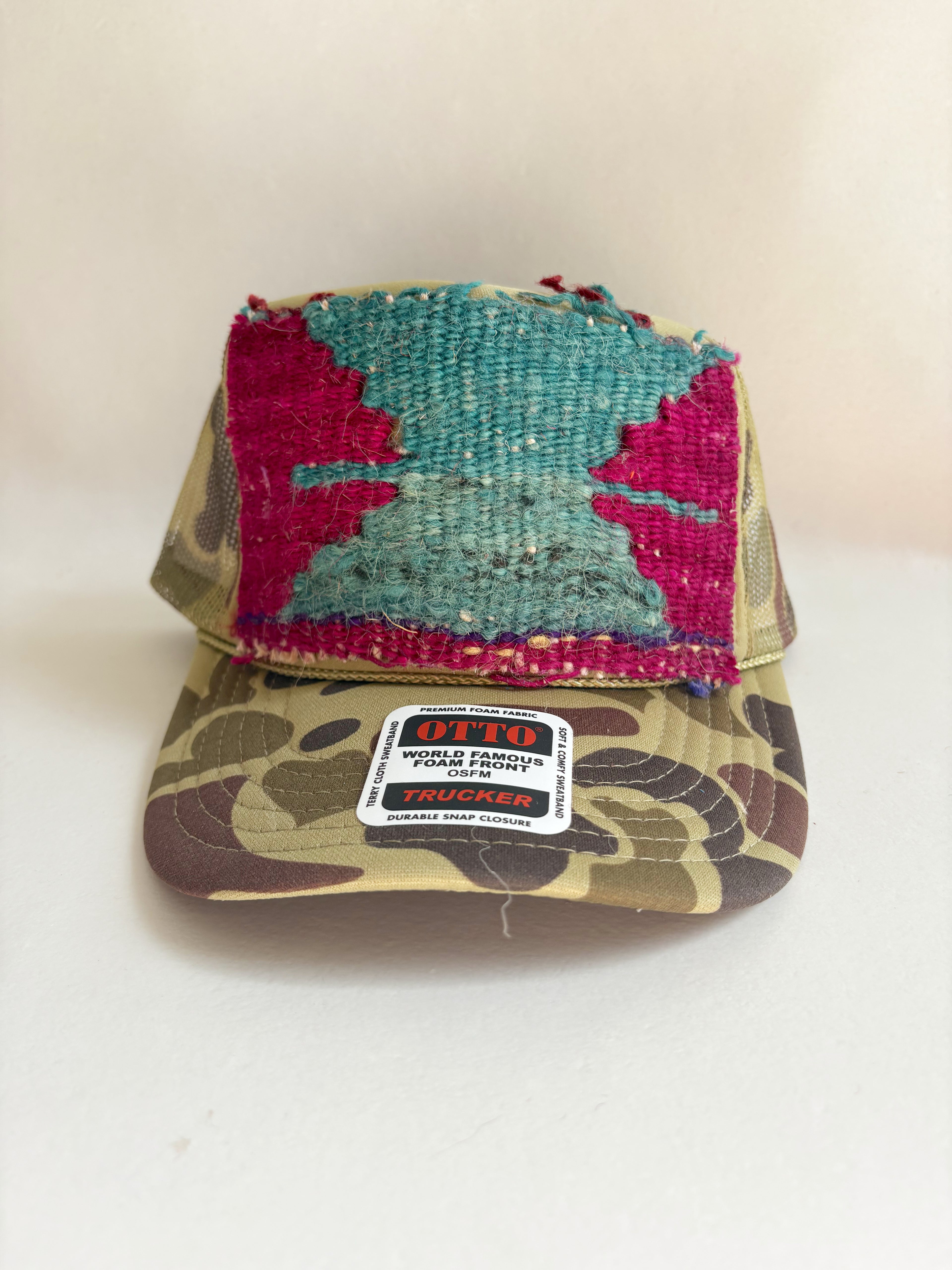 Light Camo Trucker with Purple & Teal Kilim Patch