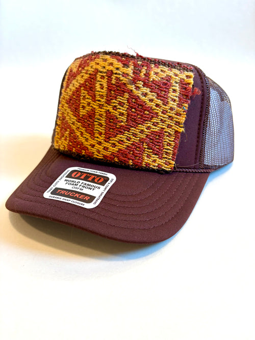 Brown Trucker Hat with Kilim Patch