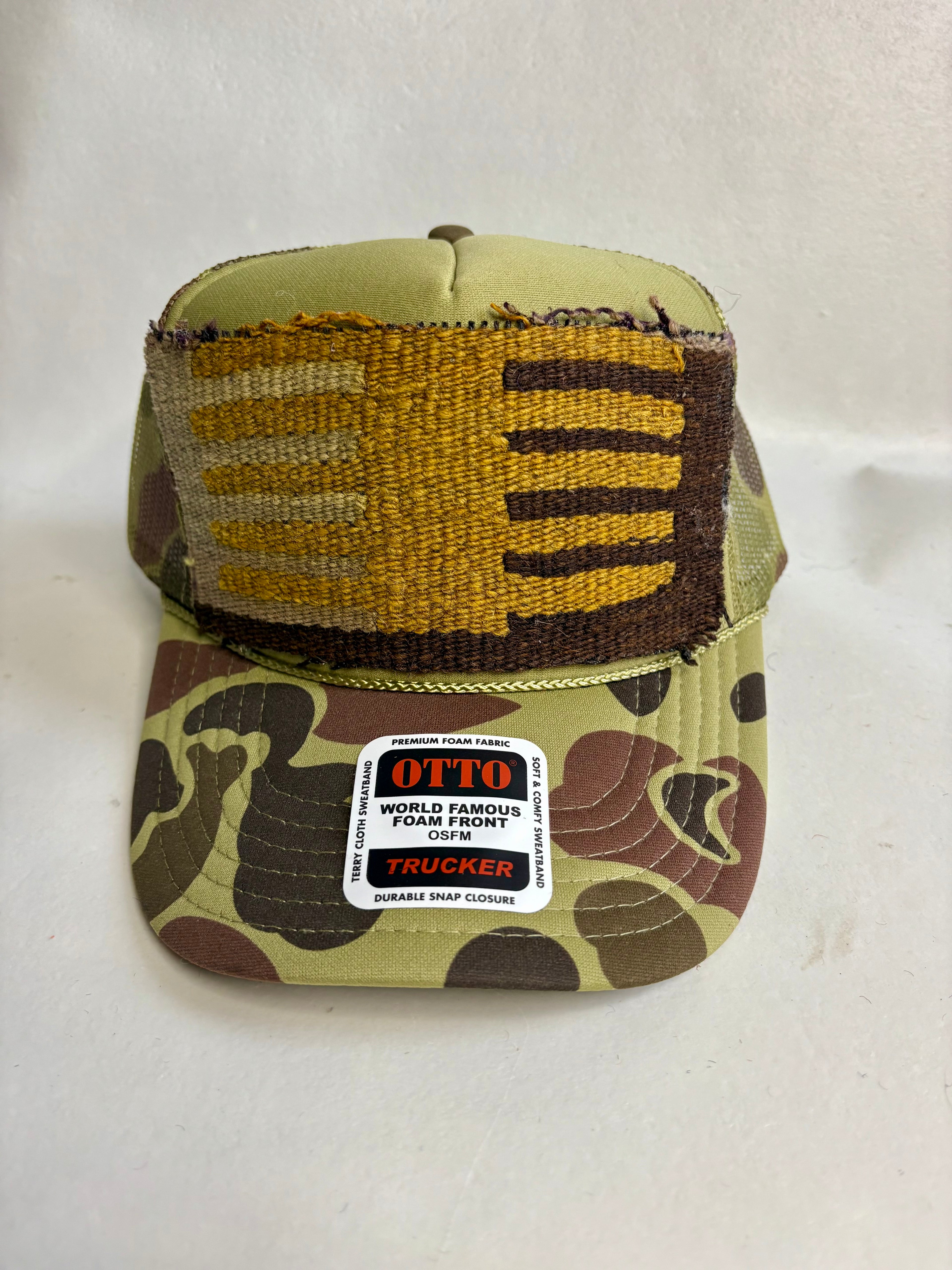 Mustard Yellow & Brown Kilim Patch Trucker Hat