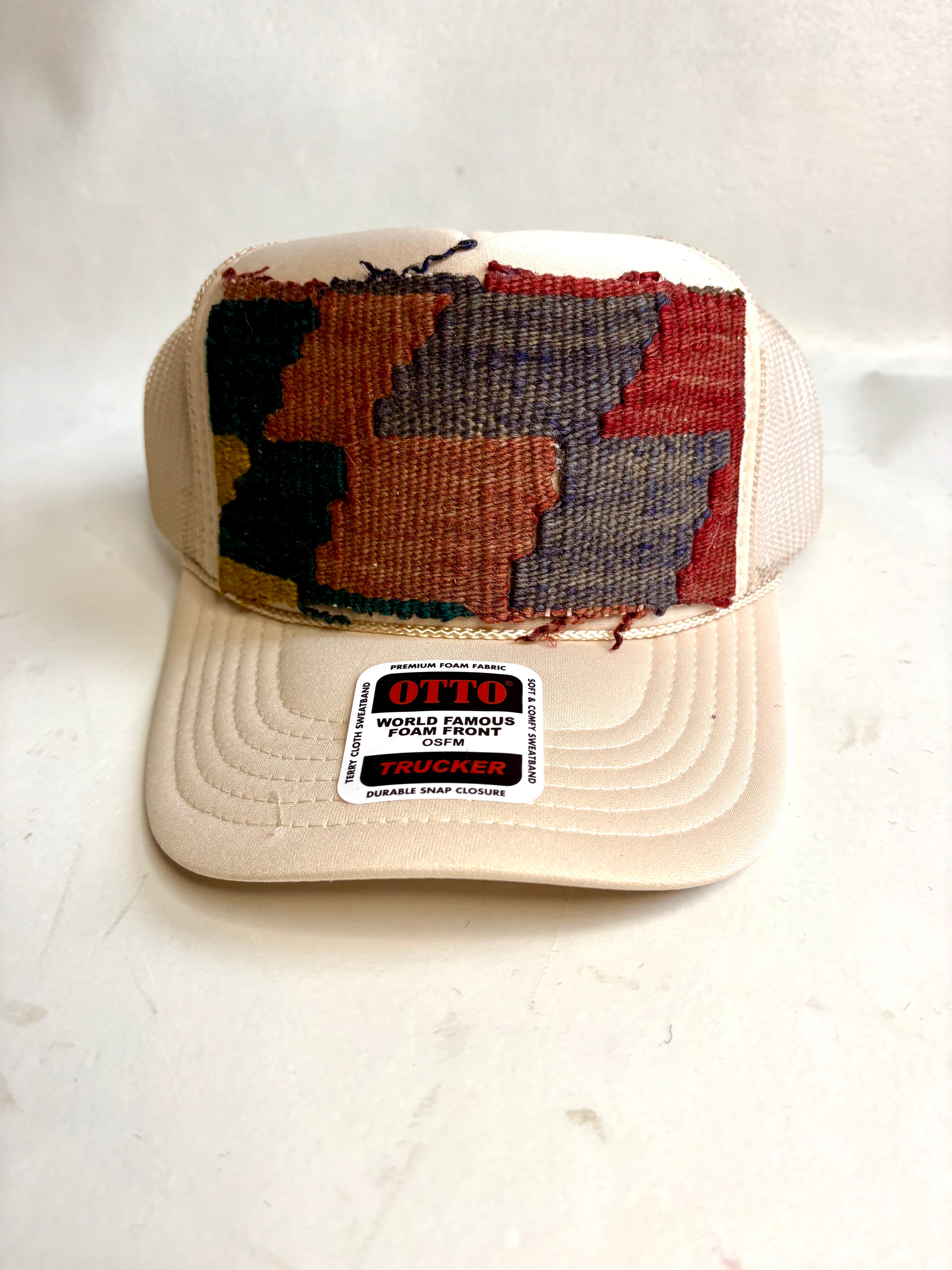Geometric Kilim Patch Trucker Hat