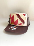 Two Tone Trucker Hat with Pink & Green Kilim Patch