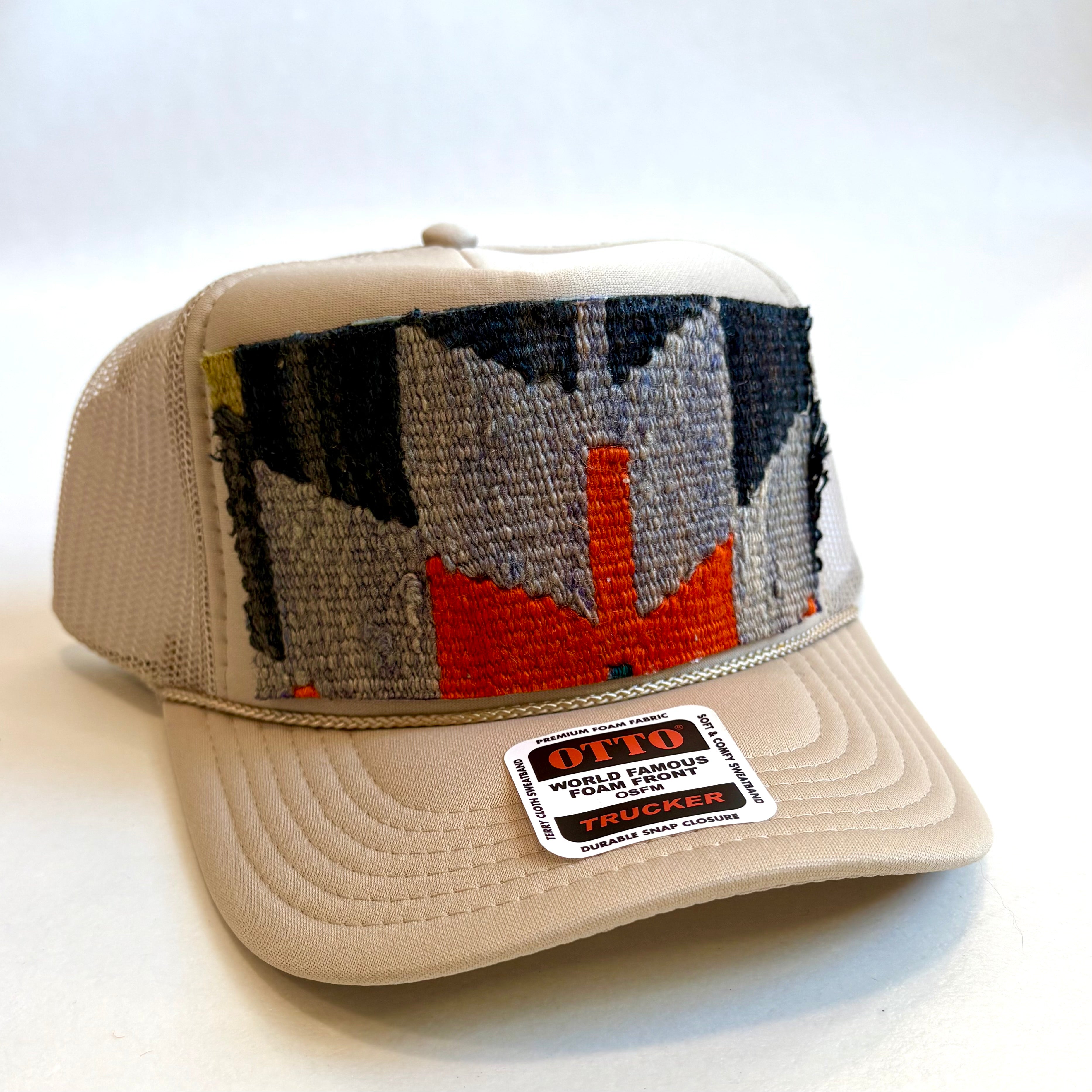 Khaki Trucker Hat with Kilim Patch
