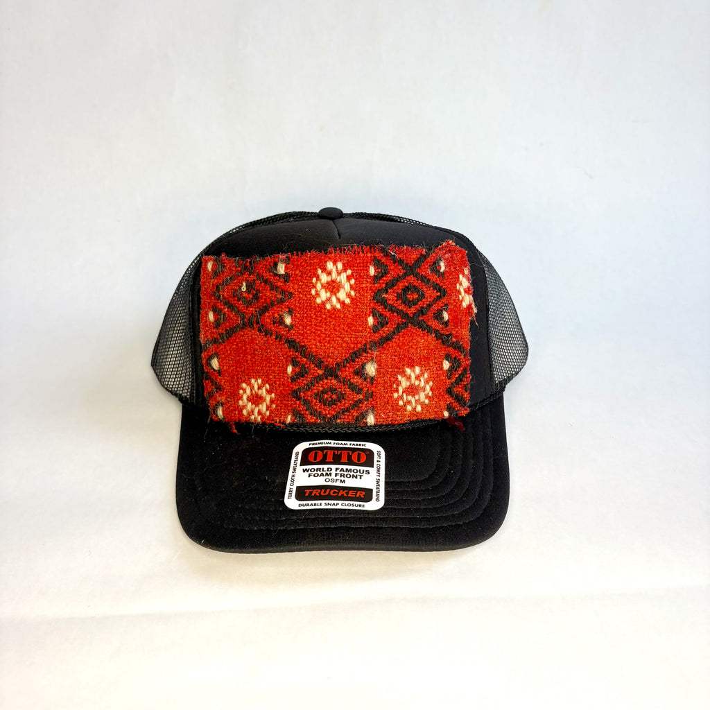 Black OTTO Trucker Hat with Red Kilim Patch