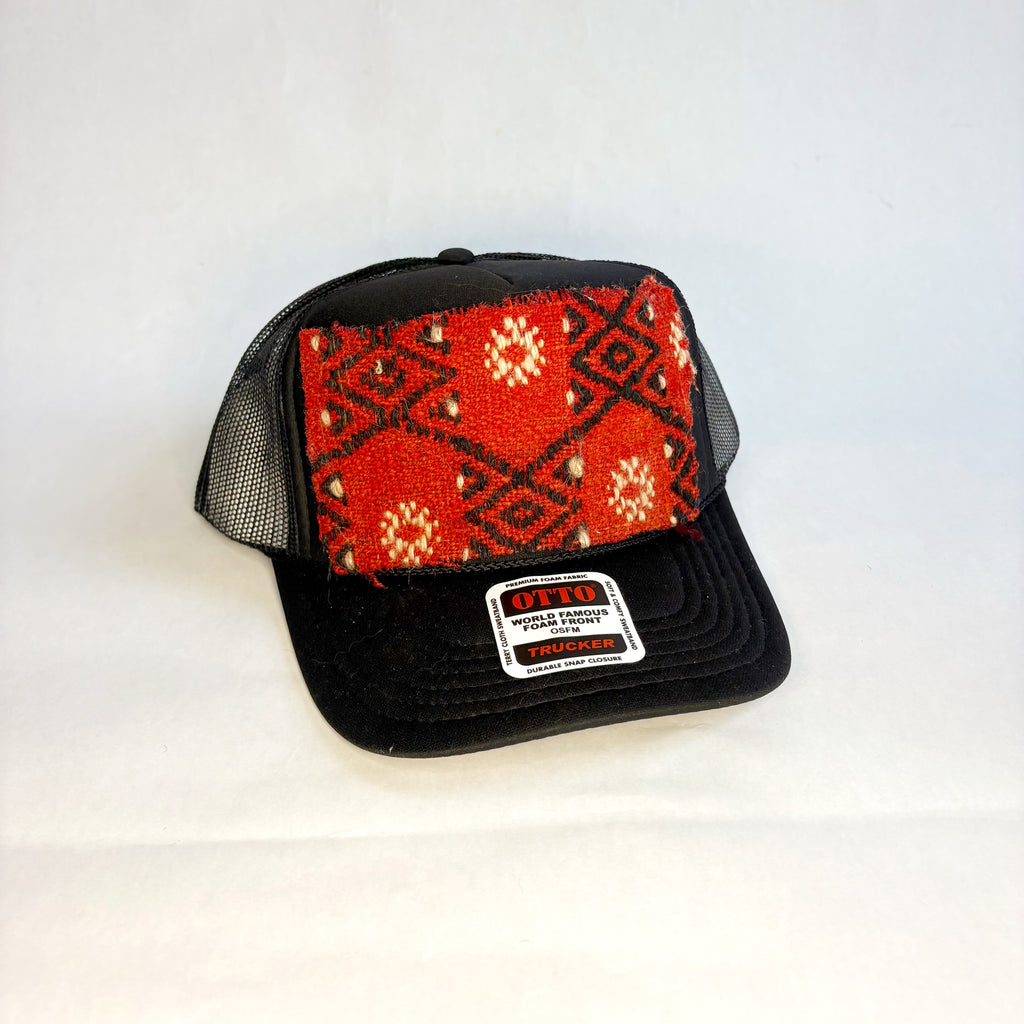 Black OTTO Trucker Hat with Red Kilim Patch