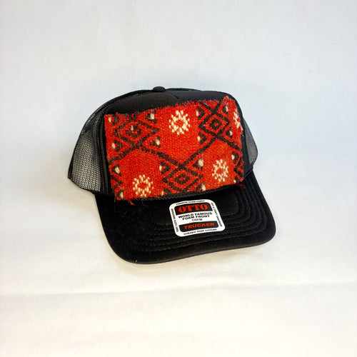 Black OTTO Trucker Hat with Red Kilim Patch
