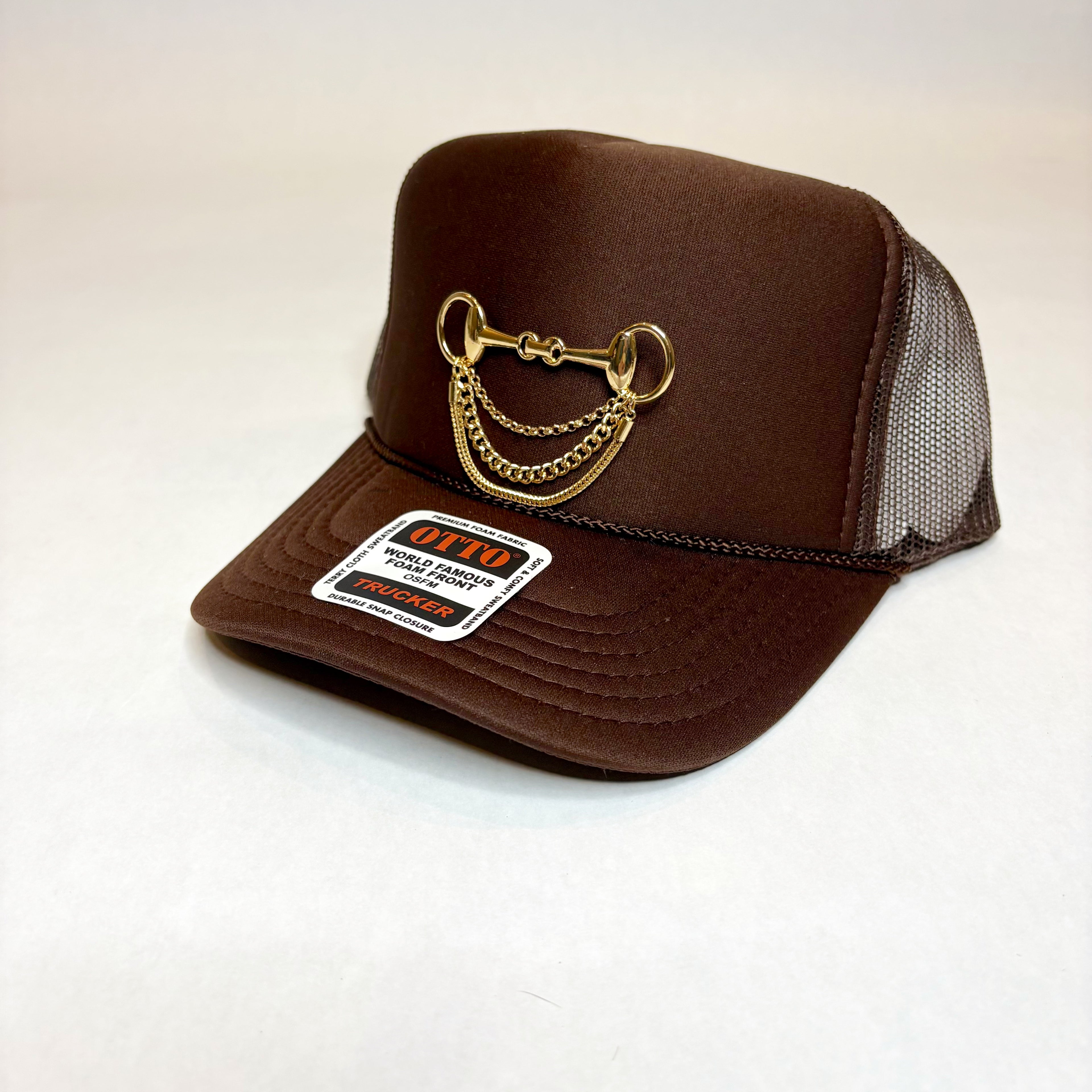 Brown OTTO Trucker Hat with Brooch