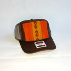 Brown OTTO Trucker Hat with Orange & Mustard Kilim Patch