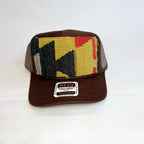 Brown OTTO Trucker Hat with Geometric Kilim Patch