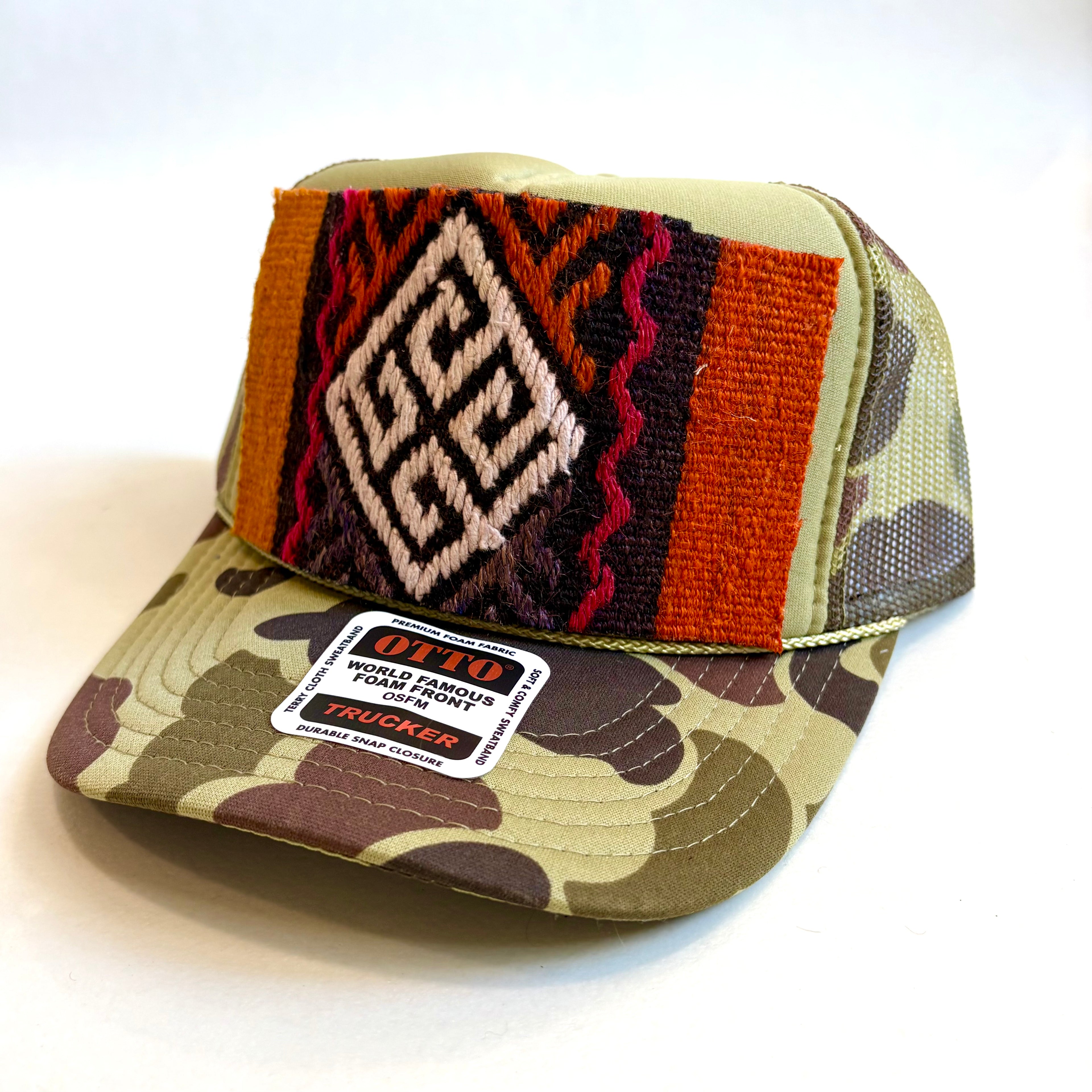 Light Camo Trucker Hat with Kilim Patch