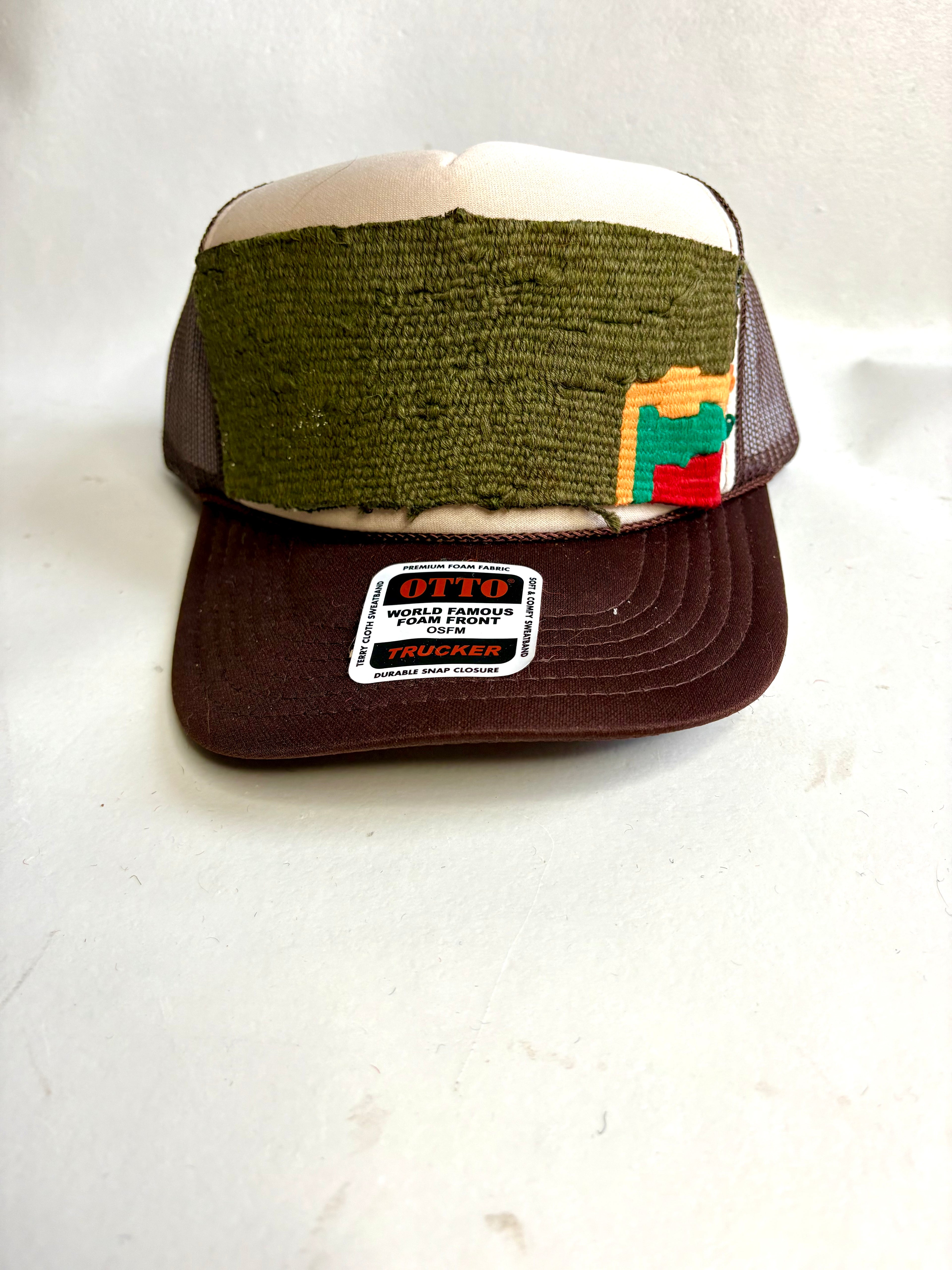 Green, Orange, & Red Kilim Patch Trucker Hat