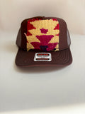 Brown Trucker Hat with Purple & Tan Kilim Patch