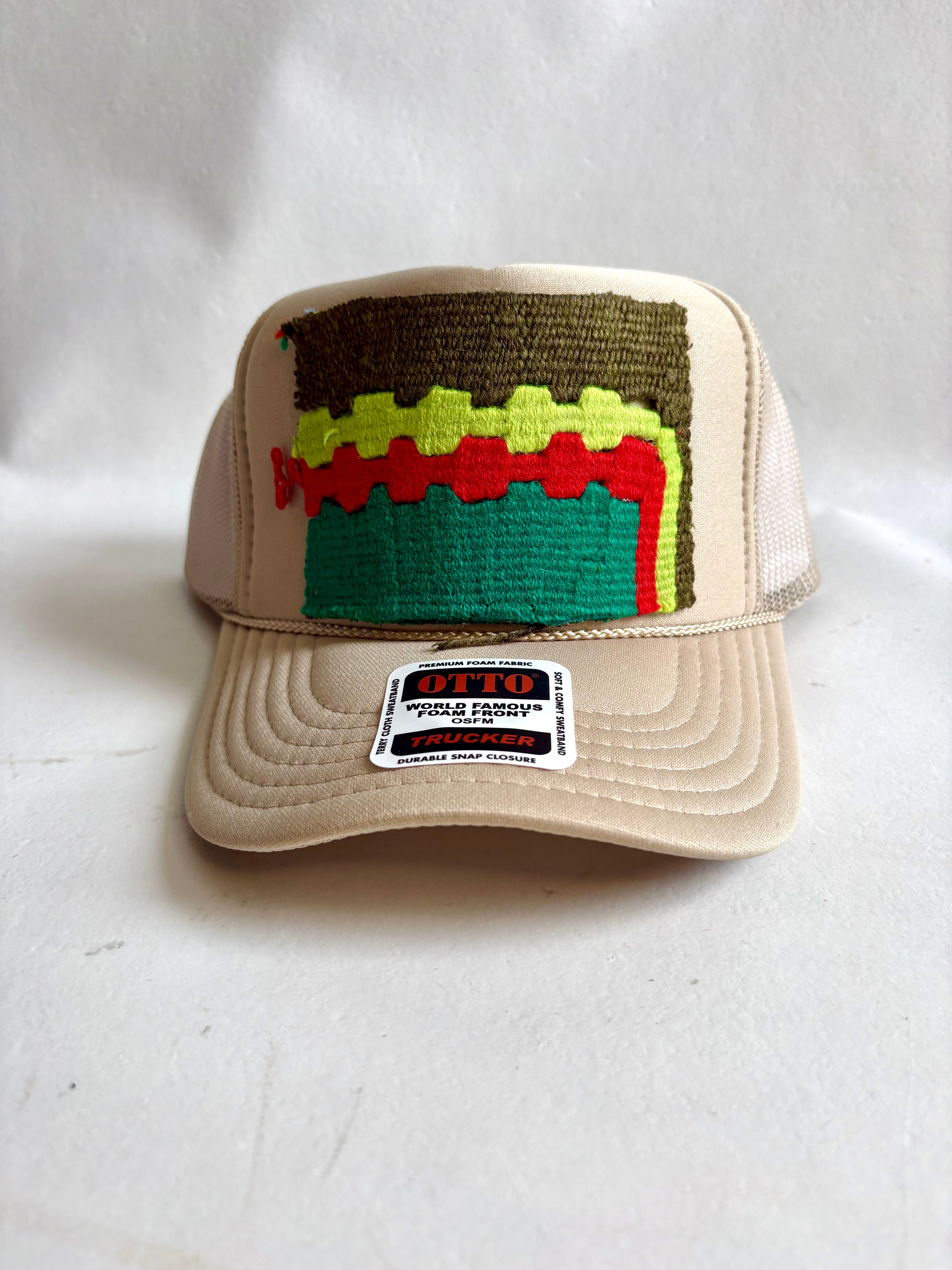 Green & Red Kilim Beige Trucker Hat