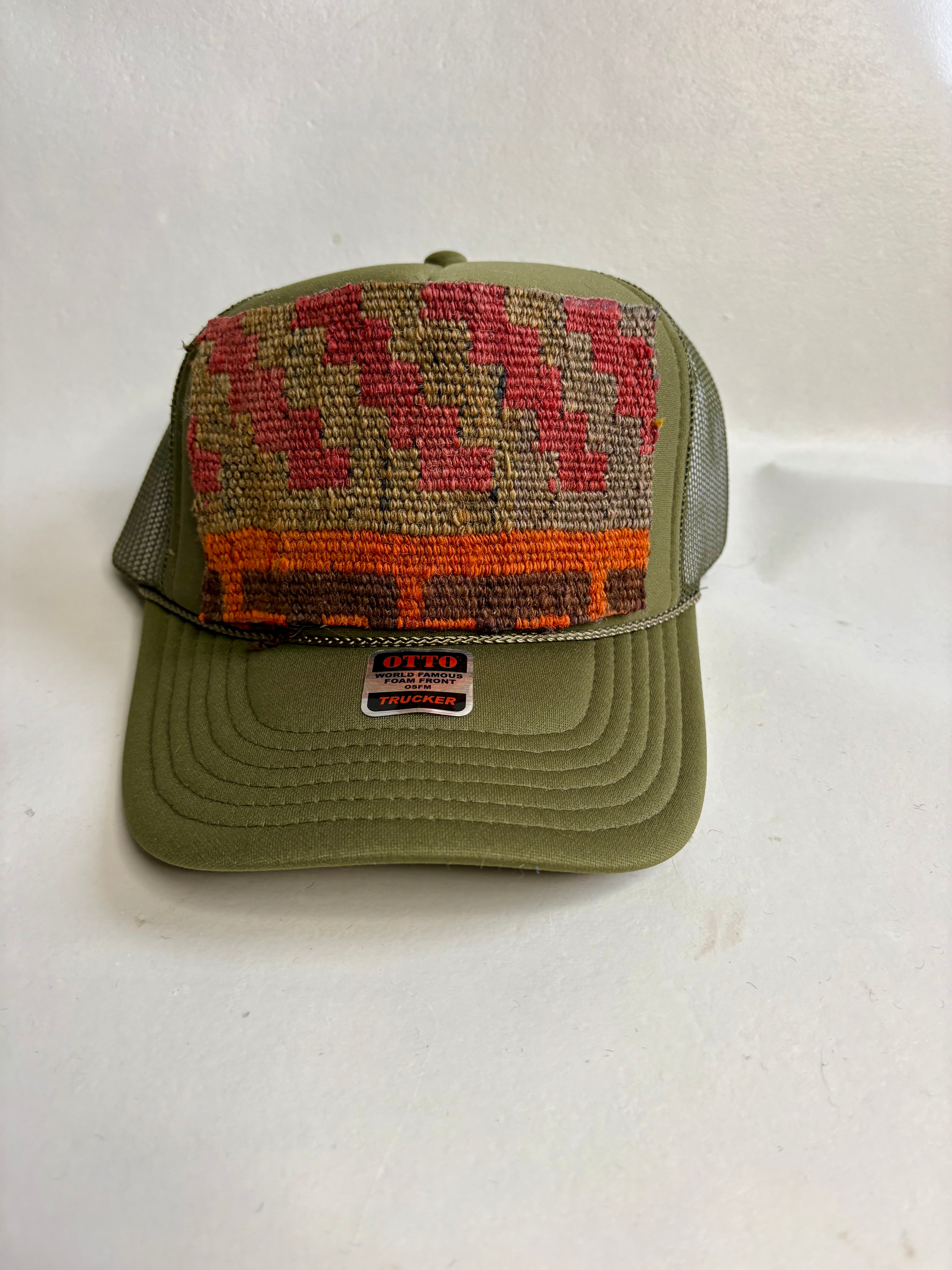 Orange, Brown, & Pink Kilim Patch Trucker Hat