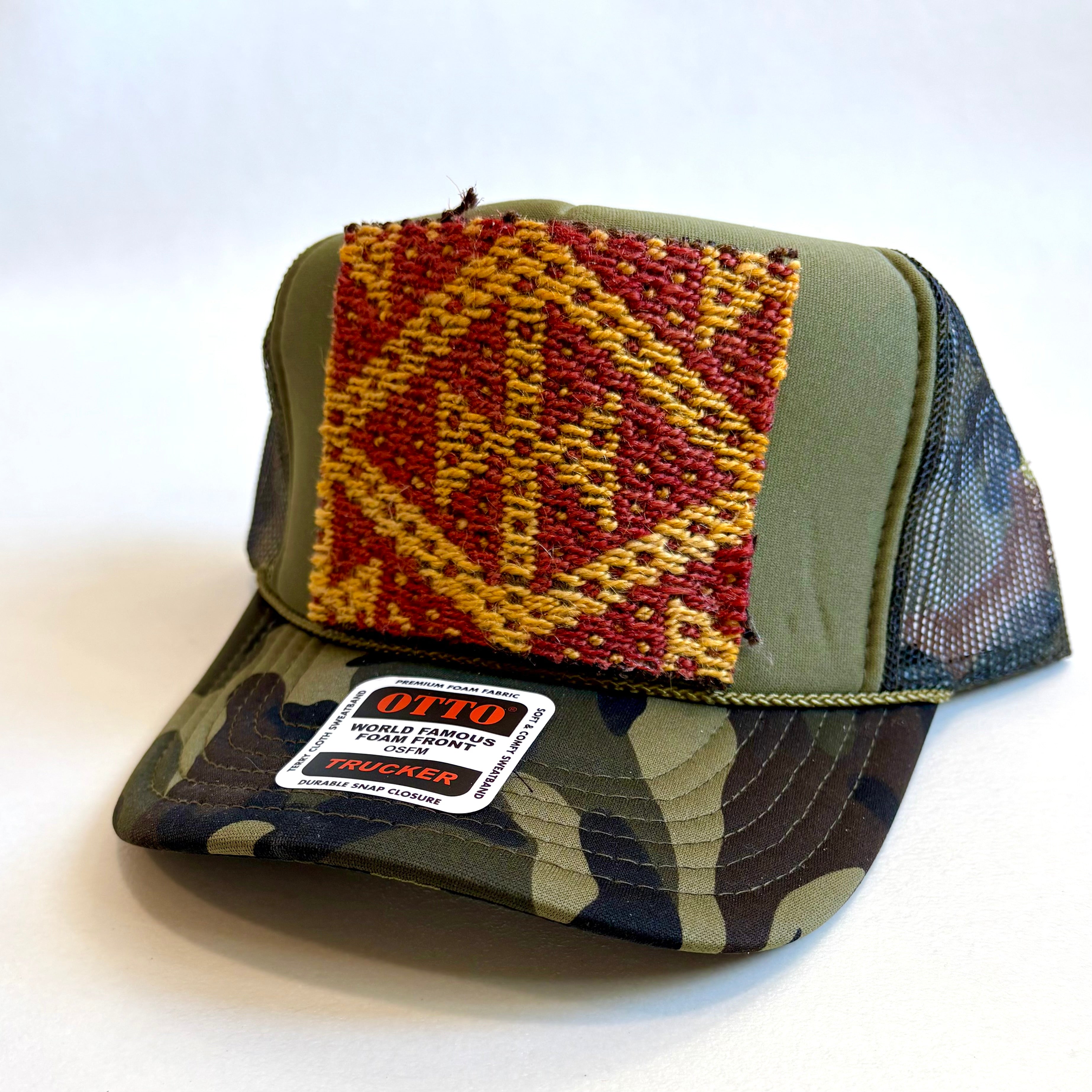 Dark Camo Trucker Hat with Kilim Patch