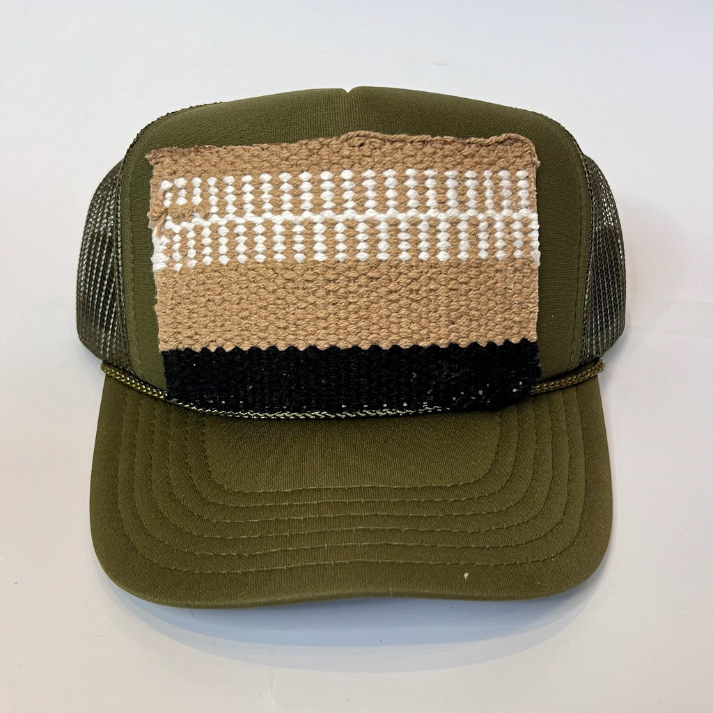 Olive Green OTTO Trucker Hat with Tan and Black Patch