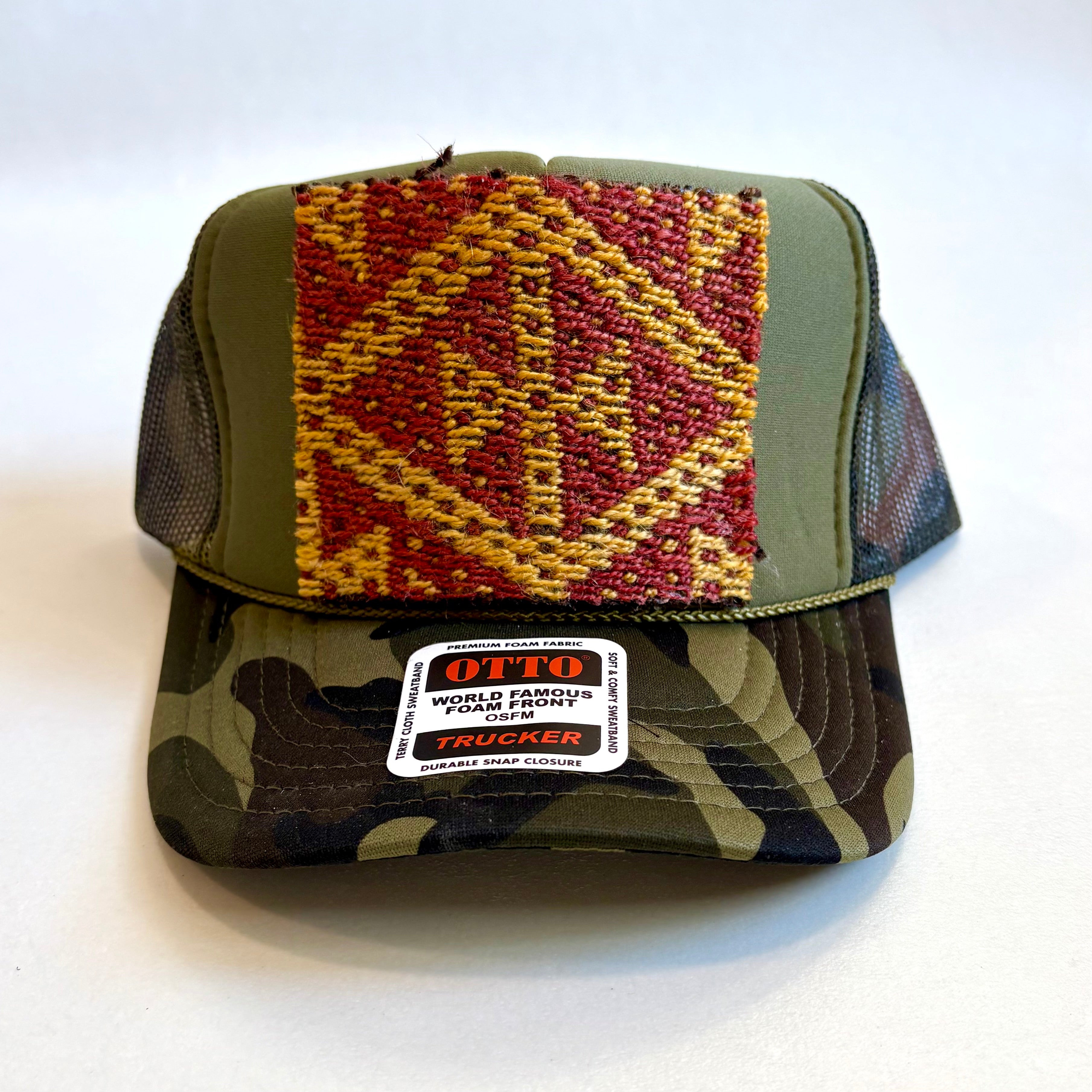 Dark Camo Trucker Hat with Kilim Patch