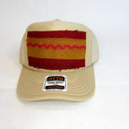 Khaki OTTO Trucker Hat with Burgundy & Pink Kilim Patch