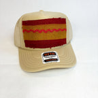 Khaki OTTO Trucker Hat with Burgundy & Pink Kilim Patch