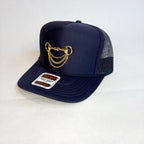 Navy OTTO Trucker Hat with Gold Brooch