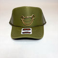 Olive Green OTTO Trucker Hat with Gold Brooch