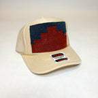 Tan OTTO Trucker Hat with Red & Navy Kilim Patch