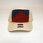 Tan OTTO Trucker Hat with Red & Navy Kilim Patch