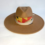Tan Adjustable Wide Brim with Kilim & Ribbon