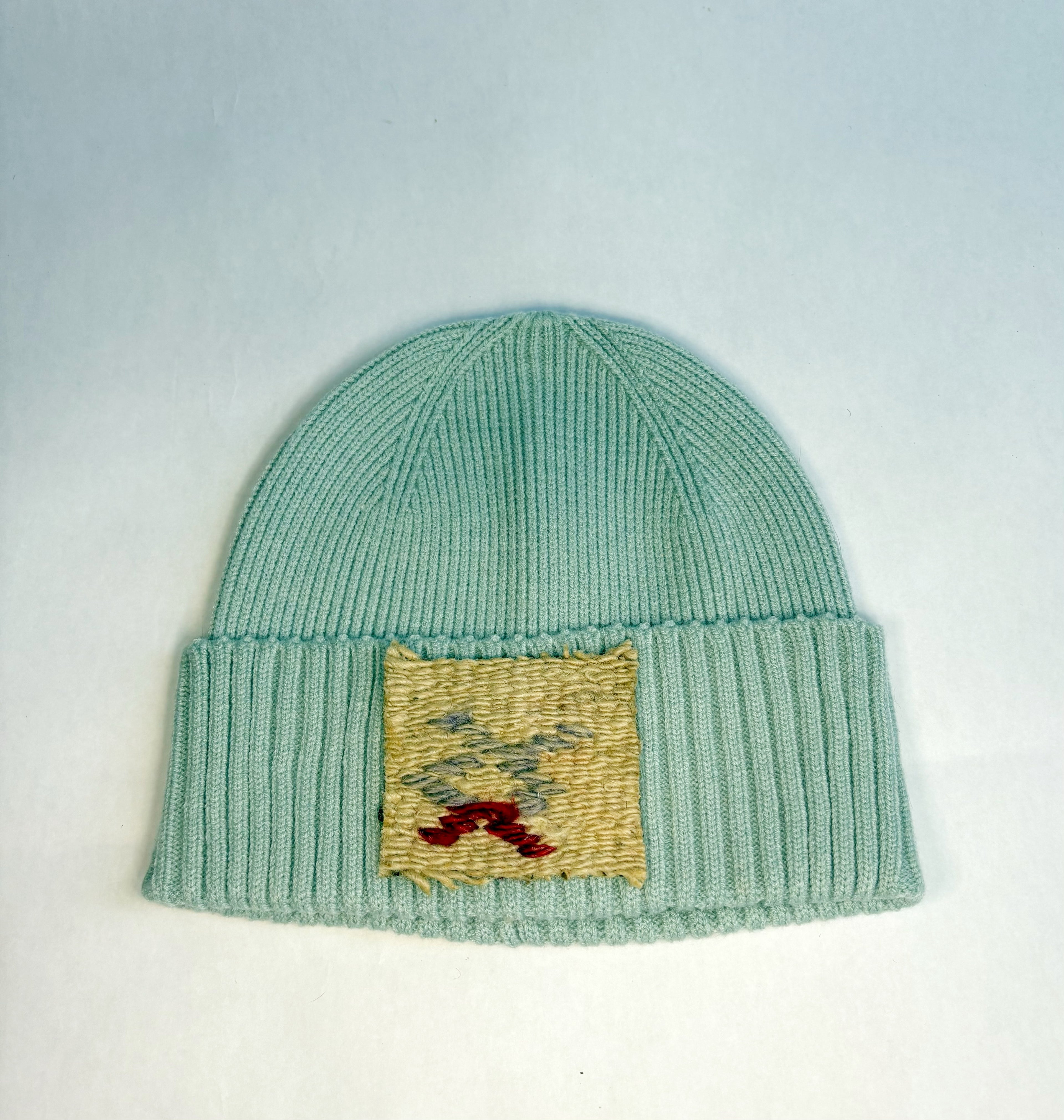 Teal Beanie with Kilim Patch