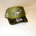 Camo Bill Olive Green Front Lucky Rabbit's Foot Trucker Hat