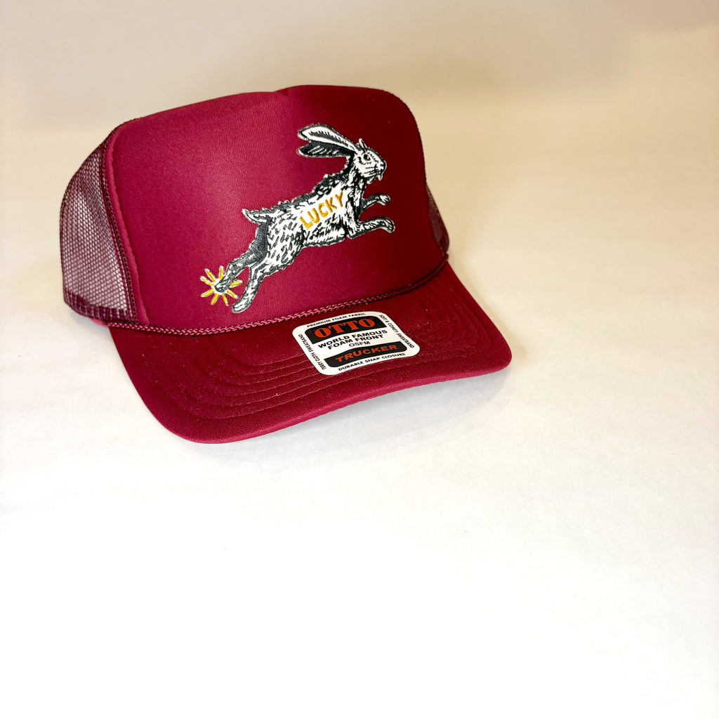 Burgundy Lucky Rabbit's Foot Trucker Hat