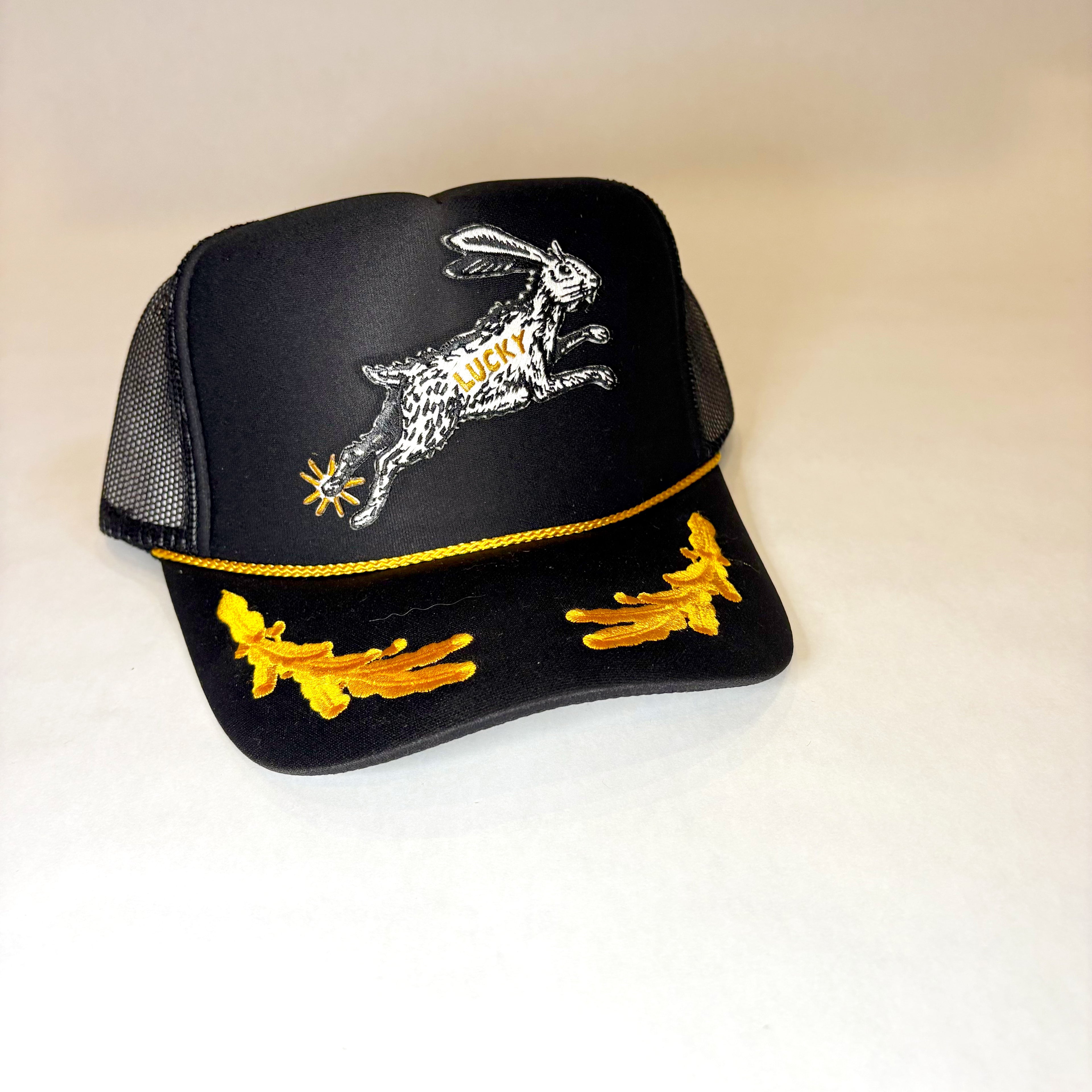 Black & Gold Lucky Rabbit's Foot Trucker Hat