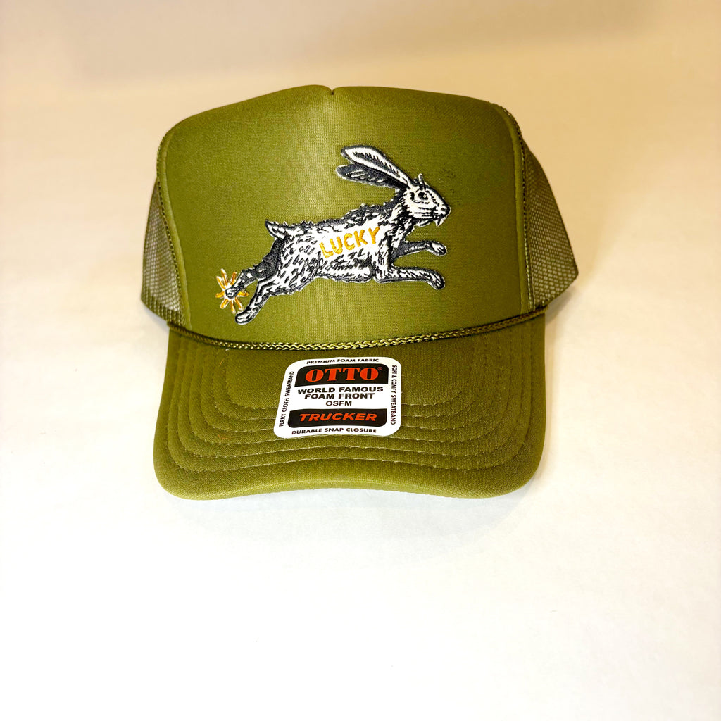 Olive Green Lucky Rabbit's Foot Trucker Hat